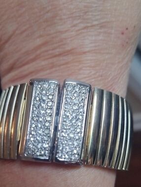 Pavé Crystal Two-Tone Stretch Bracelet - Women's Jewelry